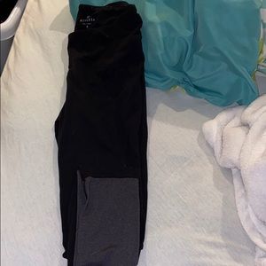 Full length grey and black leggings+ navy
